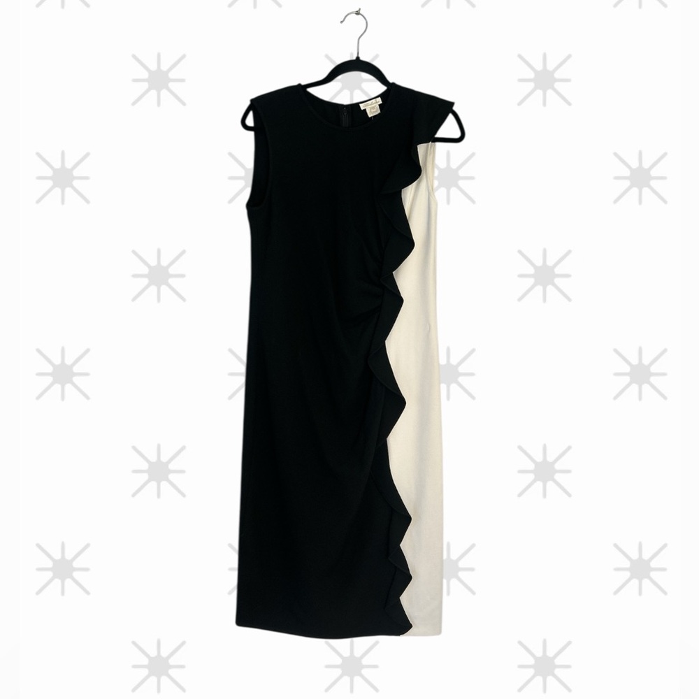 Shoshanna Black and White Colorblock Ruffle Dress size Women’s 10, NWT!